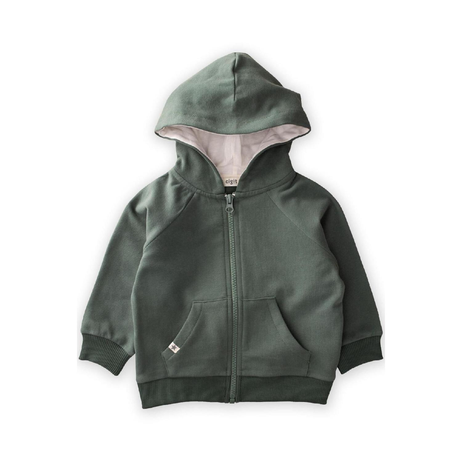 

Кардиган на молнии с капюшоном для детей 1–10 лет, хаки-зеленый 12-18 AY