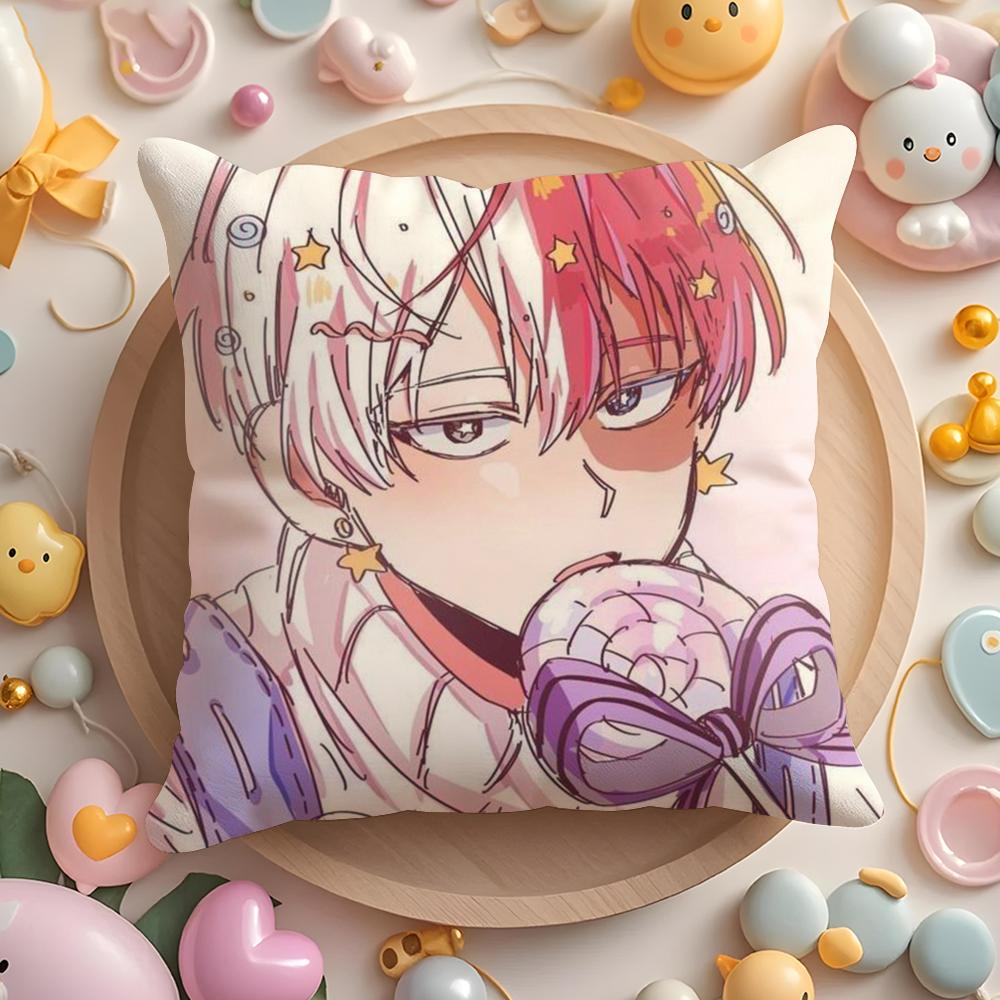 Kawaii SShoto TTodoroki Chibi Cushion Cover Plush Fabric Soft DoubleSided Printed Sofa Warm Winter Home Gift Pillow Cover