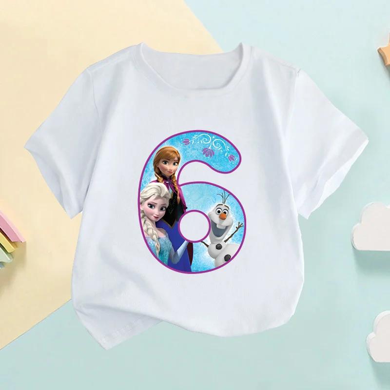 Frozen Elsa and Anna Princess Digital Bow Print Children's T-Shirt, Age 1-9, Birthday