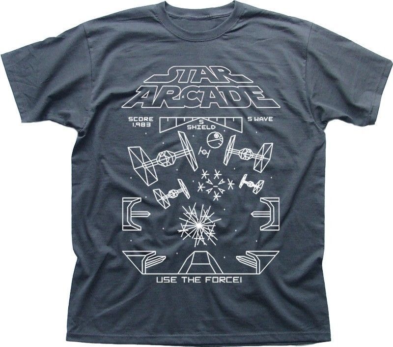 STAR WARS inspired ARCADE game retro starfighter x-wing charcoal t-shirt 9293 S разноцветный