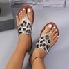 Large size summer new toe flat bottom leopard print fashion women's cool slippers slippers