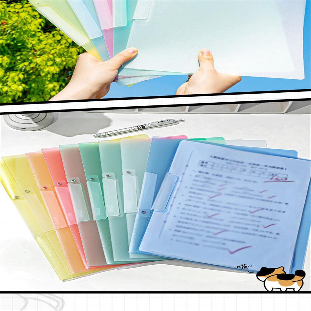 Color Transparent Folder Rotating Side Opening Buckle A4 Information Test Paper Storage Portable Office Folder Swing Rod Clip