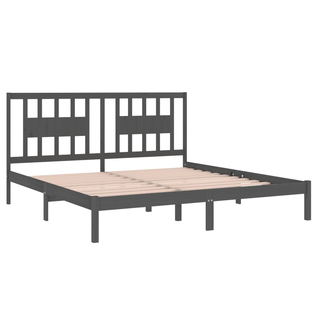 Solid Wood Bed Gray Pine 200x200 cm