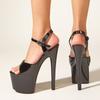 Nové letní sandály na platformě Dámské Černá Super vysoké podpatky Sexy móda Otevřená špička Kotníková přezka Pásek Svatební boty