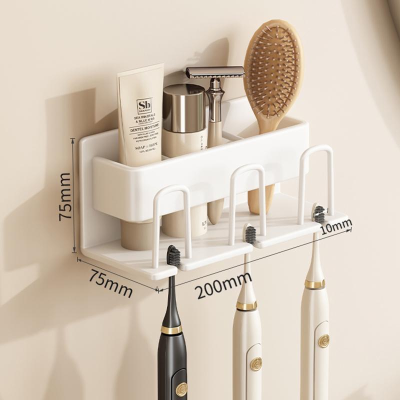 Wall Mounted Toothbrush Holder Aluminium Alloy Toothpaste Rack Without Drilling Space Saving Bathroom Household Shelf Accessorie