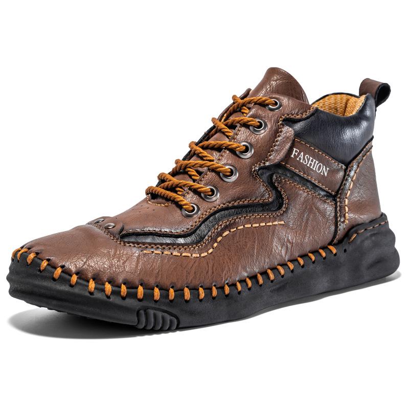 Men s Plus Size Leather Non-Slip Mid-Top Boots 43