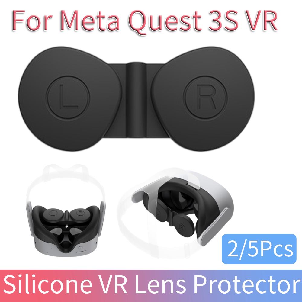 2/5Pcs For Meta Quest 3S VR Silicone Lens Dustproof Cover Anti-Scratch VR Lens Cover Protective Cap for Meta Quest 3S Accessorie