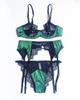 Sexy Dessous-Set, französische Spitze, ultradünn, 1/2 Tasse, Push-Up-BH, Strumpfband und T-Rücken, 3-teiliges Set für Damen, transparente Satin-Unterwäsche