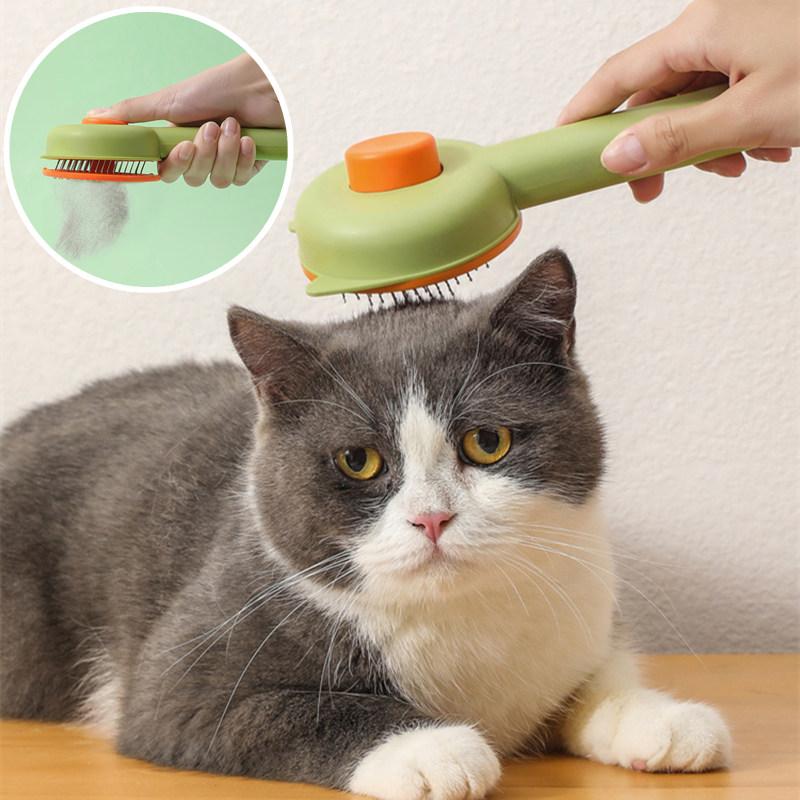 Cat Comb Stainless Steel Cat Brush Massage Cats Hair Comb One-button Pet Hair Remover Pet Grooming Cleaning Tools Pets Supplies