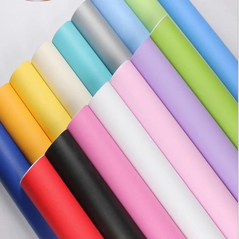 

Simple Solid Color PVC Self-Adhesive Wallpaper Thickened Waterproof Living Room Bedroom Wall Renovation Sticker Home Decoration 1m x 40cm