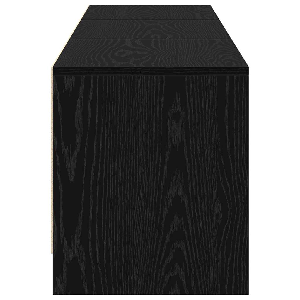 TV Stand with LED Lighting Black Oak Finish 165 x 34 x 40 cm
