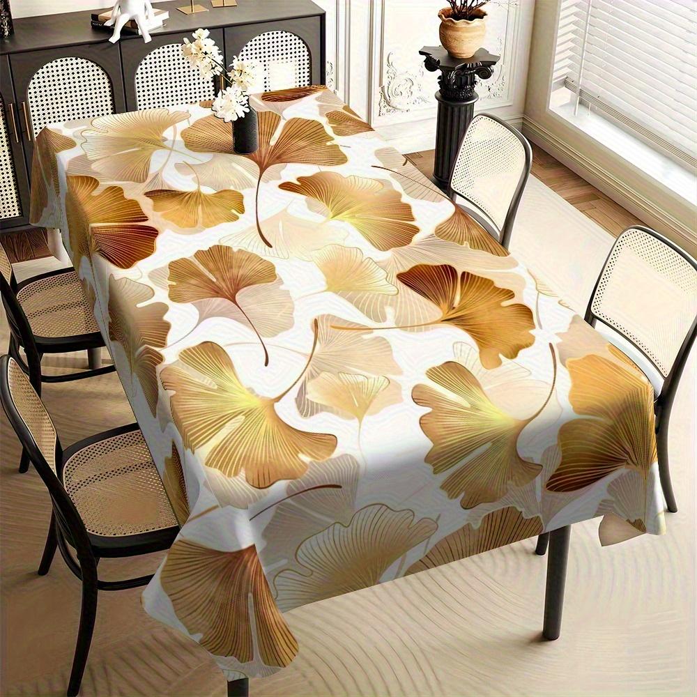One elegant ginkgo leaf tablecloth - A durable polyester fabric rectangular tablecloth, suitable for the dining table.zyc
