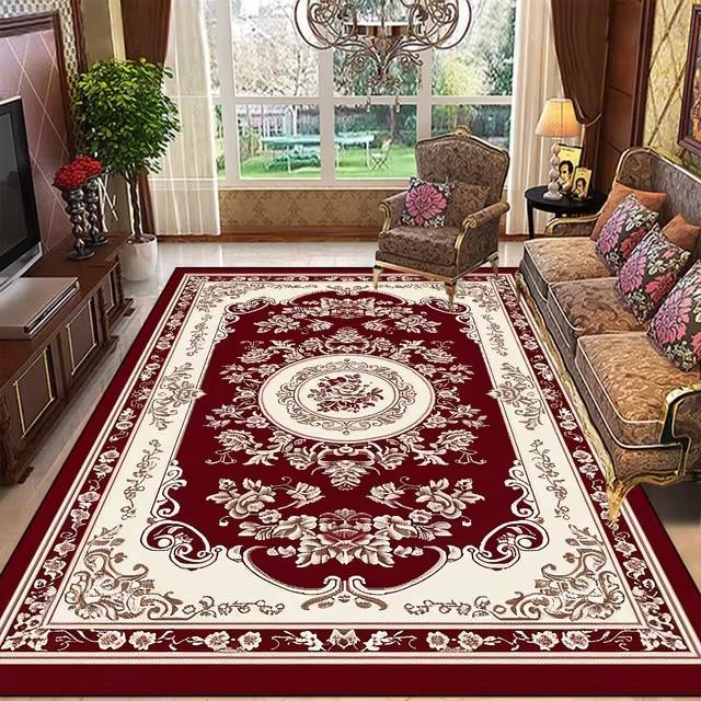 Blomstrete Tepper i Stor Størrelse Stue Europeisk Dekor Sklisikre Sofaområde Tepper til Soverom Garderobe Gulvmatte Vaskbar