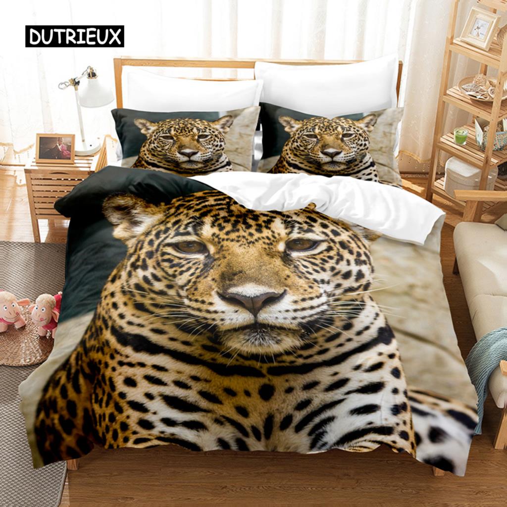 Tiger Duvet Cover Set King Wild Theme Twin Bedding Set Animals Pattern Decor Comforter Cover Microfiber Animal Theme Quilt Cover