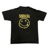 T-shirt Nirvana Vintage 1992 Homme Taille Moyenne Noir Kurt Cobain Visage Souriant T-shirt de Groupe