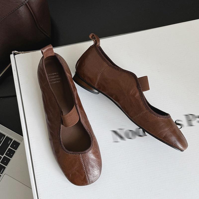 New women's casual single shoes non-slip soft sole comfortable sheepskin women's shoes low-top single shoes women's shallow mouth foot loafers