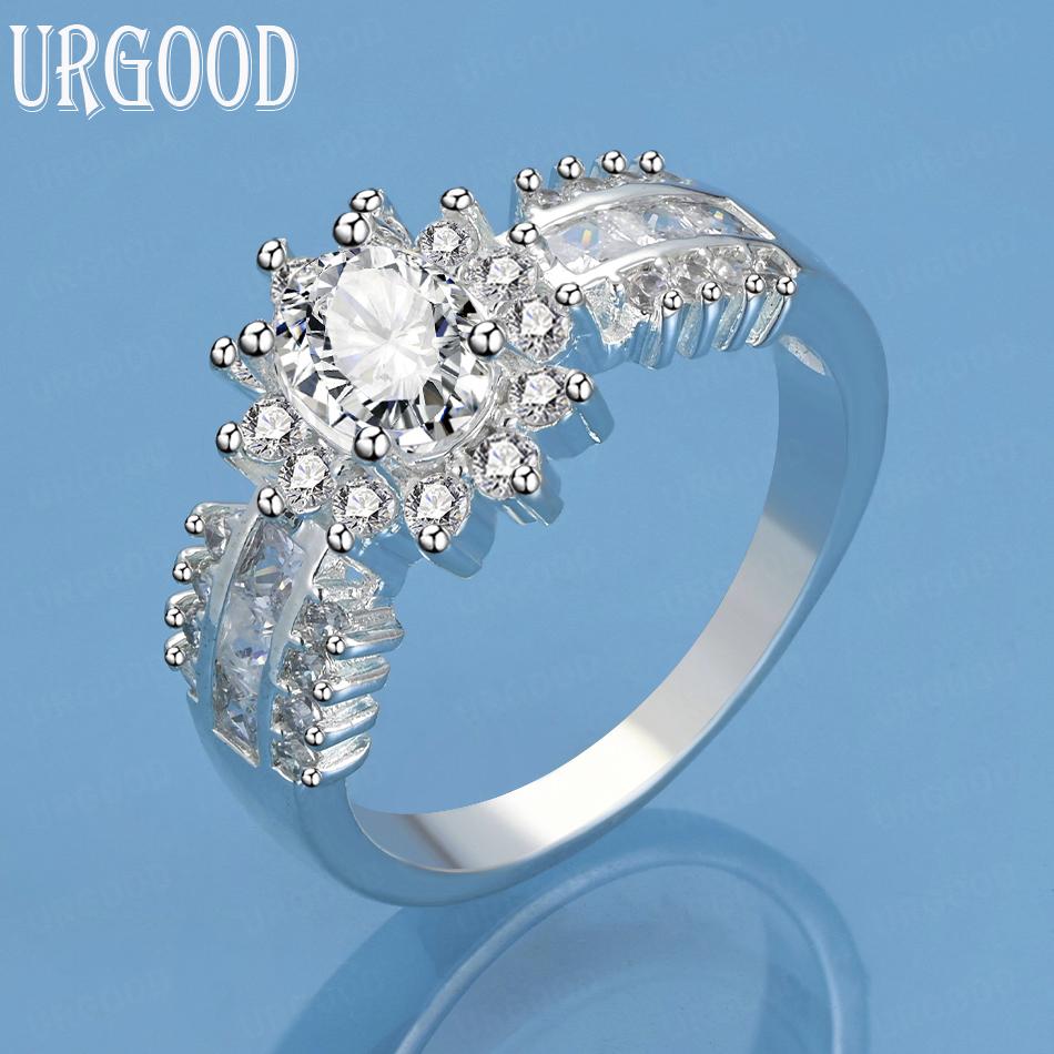 925 Sterling Silver AAA Zircon Ring Fashion Wedding Jewelry