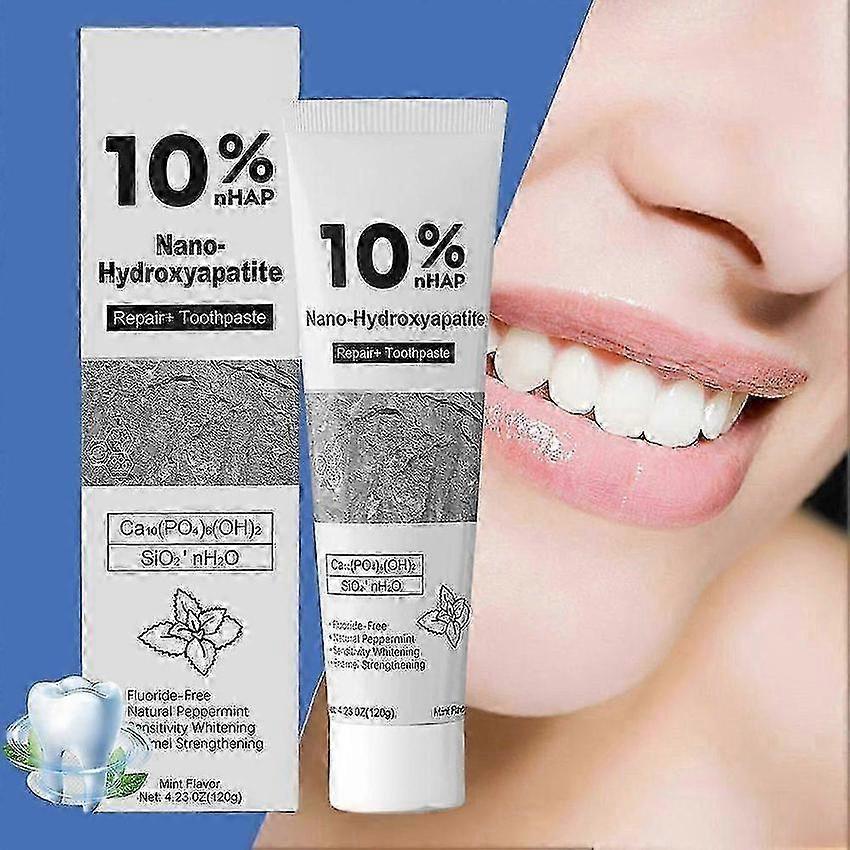 Dentifricio Nano Idrossiapatite Senza Fluoro Riparazione Smalto Sbiancante 10%nHAP Menta Fresca