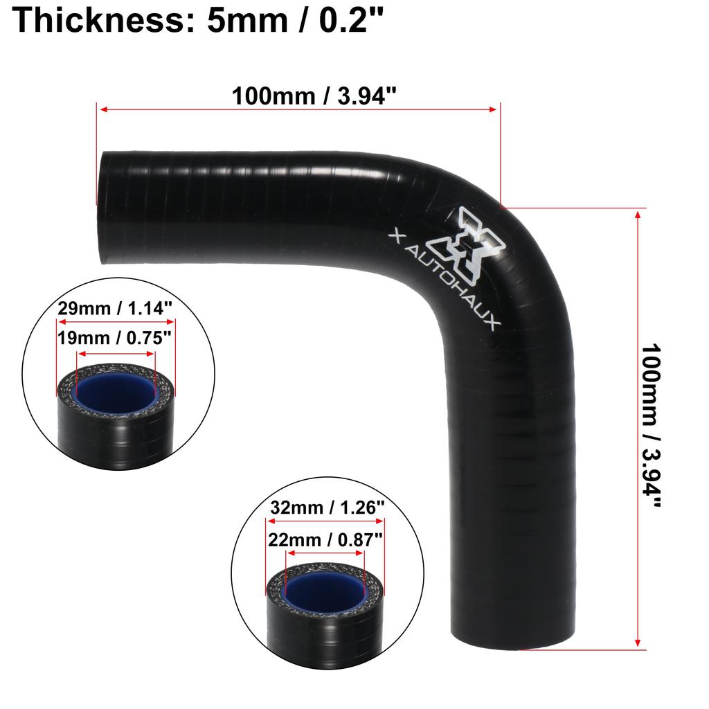 X AUTOHAUX Silicone Pipe Radiator Hose Elbow 90 Degree Length