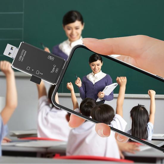6-in-1 Multifunctional USB 3.0 Card Reader Mini Type-C TF-SD Card Reader OTG Adapter for Mobile Phone