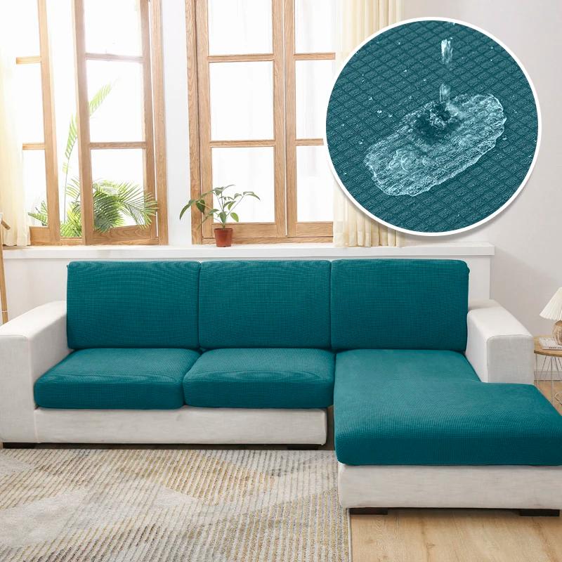 

Waterproof Sofa Seat Cushion Cover Elastic Pets Kids Furniture Protector Polar Fleece Stretch Washable Removable Slipcover Normal Size (S)-1pc
