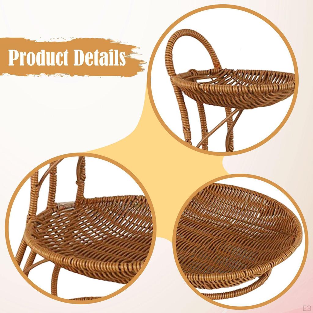 Eleganter und schlichter geflochtener Obstkorb aus Kunst rattan, Mehrzweck-Dekoschale für