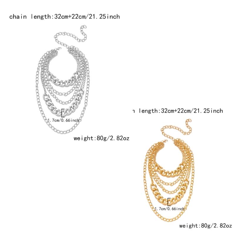 Exaggerated Thick Alloy Chain Necklace Modern Punk Style Layering Jewelry For Women Party Wear Comfortable