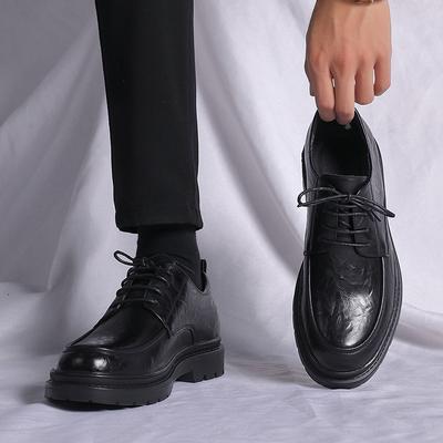 Zapatos casuales de cuero para hombre, piel de vaca transpirable, suela gruesa, cuero suave, zapatos de vestir de negocios para hombre, boda, novio, zapatos de hombre, zapatos de moda británicos