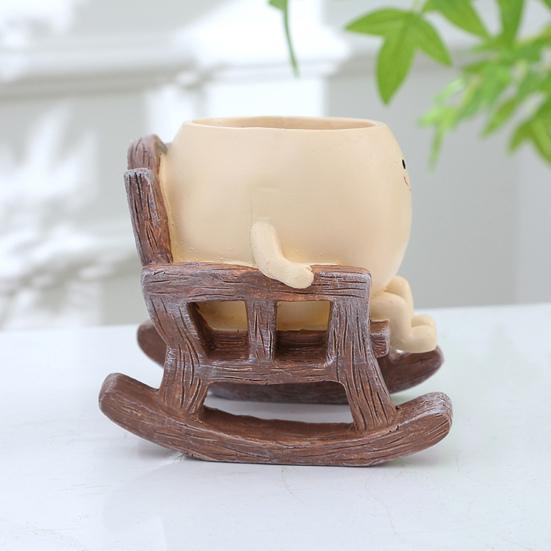 Smiling Face Planter Pot Resin Flower Pot with Four Limbs Fun Irregular Shape