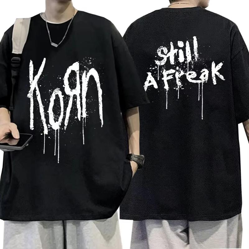 Summer Men Summer Polyester T-Shirt Fashion Top Tees Male Casual Short Sleeve Clothing Korn Music Streetwear Rock Band Unisex