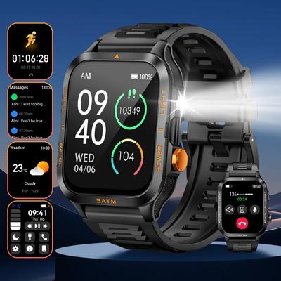 Έξυπνο ρολόι υπαίθριων σπορ, κλήση Bluetooth, φακός LED, αδιάβροχο 30M, καρδιακός ρυθμός, οξυγόνο αίματος, 100 αθλητικές λειτουργίες, ανδρικά γυναικεία ρολόγια.