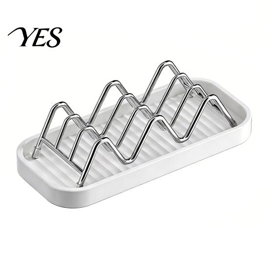Durable Stainless Steel Soap Holder Holder, Drain Tray, Wave Shaped 2-3 Dual Sided Tray Soaps Sponge Organizer for Bathroom Shower Kitchen Countertops