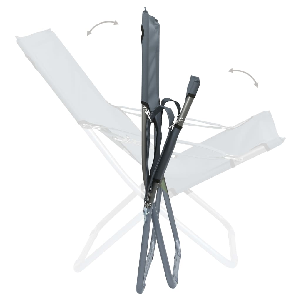 Foldable Beach Chairs 2 pcs Grey Fabric