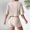 2025 Frühling Sommer Mode Crop Top T-Shirt und Shorts 2-teiliges Set Damen Lässig Sportbekleidung Set