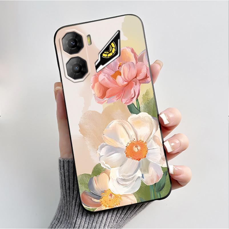 Custodia per Stampa per ZTE Nubia Neo 3 5G Fundas Capa Guscio Nero in Silicone Morbido Copertura ZTE Nubia Neo 3 GT Carina Custodia con Fiore e Cartone Animato