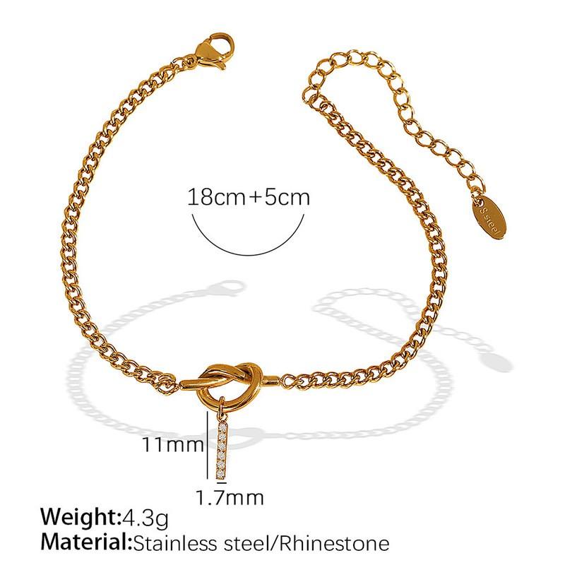 Gold Plated Letter Knot Charm Bracelet Women 26 Alphabet Initials Titanium Steel Luxury Minimalist Jewelry