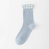 Ladies' Autumn Patchwork Checkered Lace Mid-calf Socks Are Comfortable and Versatile. Cotton Pile Socks