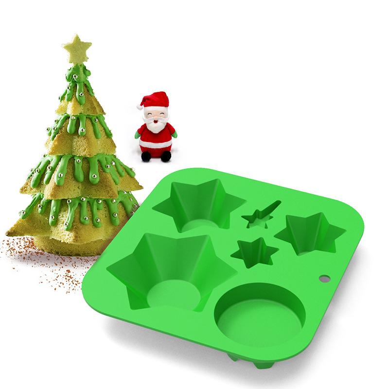 Christmas Silicone Mold: 5-Cavity for Tree, Gloves & Figurines