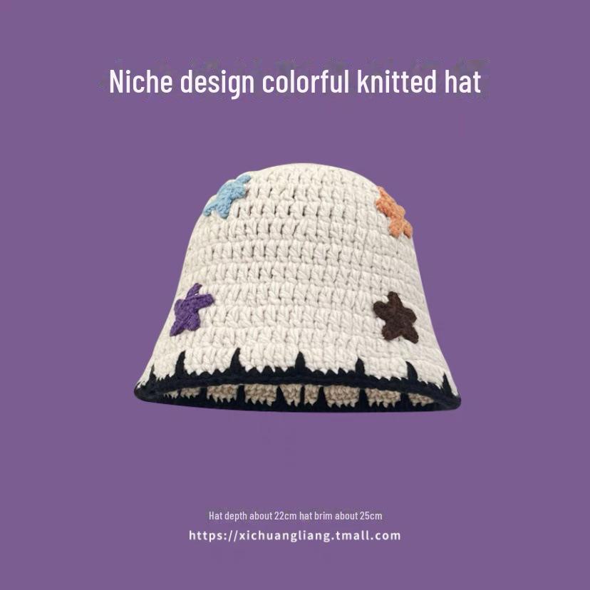 Colorful, Warm Wool Hat with Large Circumference and Cute Autumn-Winter Earmuffs