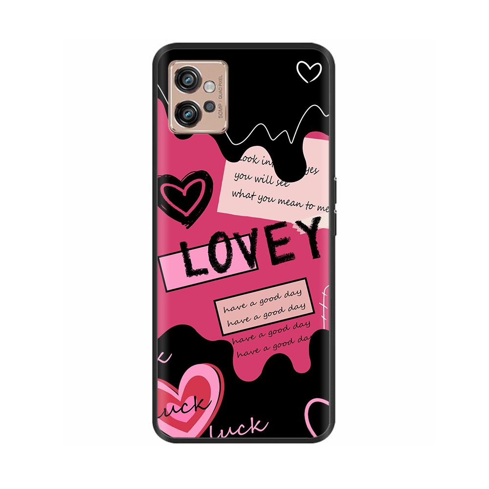 For Motorola Moto G32 Phone Case Heart-Butterfly Funda For Motorola Moto G32 MotoG32 Cover Protection Liquid Silicone Bumper