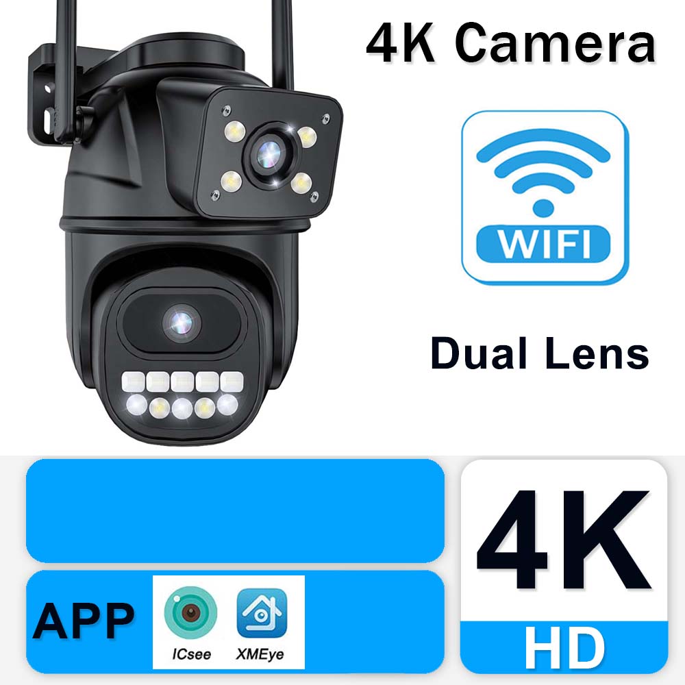 2025 Neue 6K 12MP WiFi IP-Kamera für den Außenbereich, Panoramaansicht mit drei Objektiven, PTZ-IP-Kamera, Bewegungserkennung, Sicherheitsschutz, CCTV-Videoüberwachung