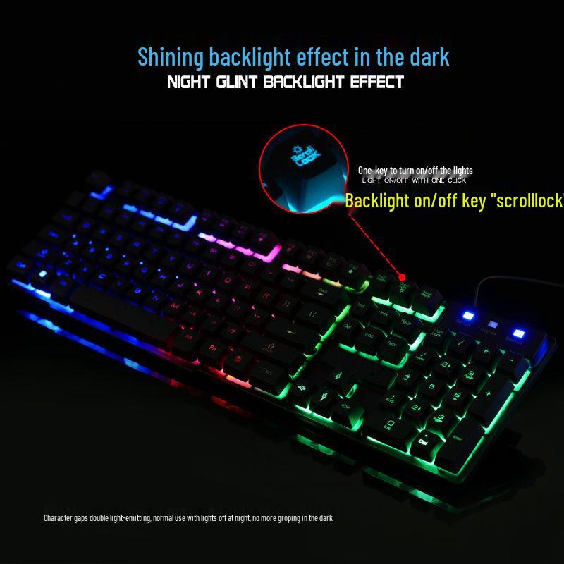 2024 New Luminous Rainbow Backlit Keyboard & Mouse Set with Mechanical Feel