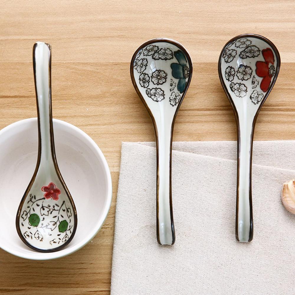 Stirring Dinnerware Mixing Ceramic Japanese Style Kitchen Utensil Tableware Cutlery Soup Spoons