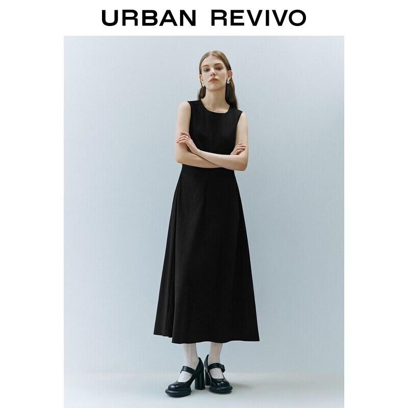 UR2026 Women s Elegant Pleated Tie Dress L