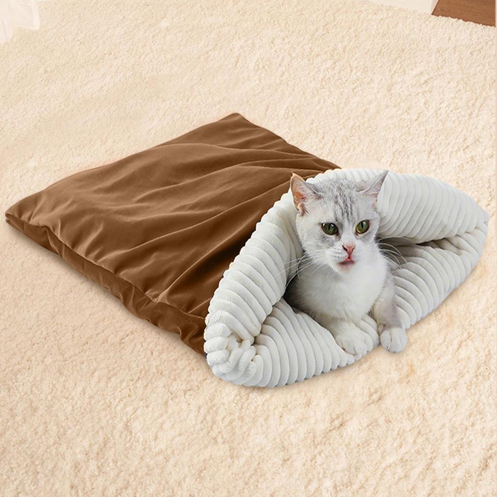 Cat Bed Cave Cozy Plush Cat Sleeping Bag Pet Snuggle Sack Warming Plush Nests For Rest Cuddle Hiding Travel Home Car Autumn