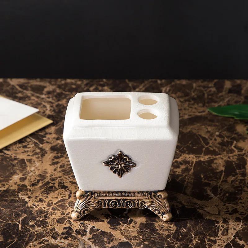 Crack Glaze Series Bathroom Accessories, Soap Dispenser, Bar Soap Dish, Tumbler, and Toothbrush Holder, Retro Luxury Style