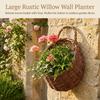 Wicker Wall Hanging Flower Basket Planter Rack Hand-made Natural Style For Home Garden Decoration