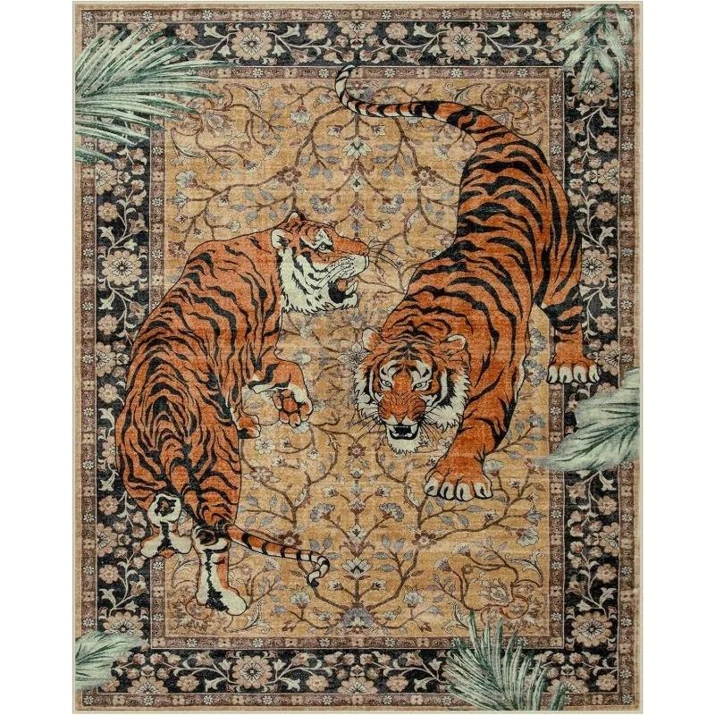 Rug for Living Room Carpet Jungle Tiger Home Decoration Large Area Bedroom Flannel Floor Mat Machine Washable Coffee Table Rugs
