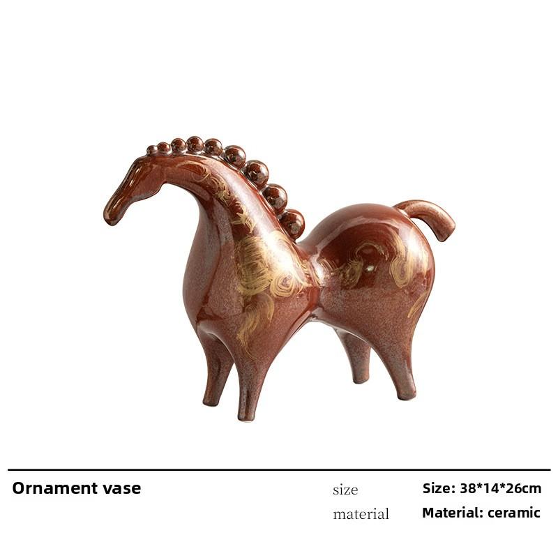 

Новая керамическая мебель в китайском стиле с позолотой, красная лошадь, декоративные предметы, винный шкаф для гостиной и подарки на новоселье