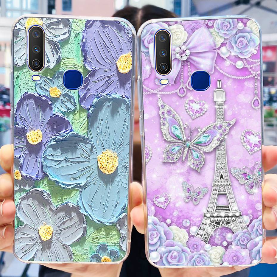 For Vivo Y12 1904 1940 Phone Case Fashion Butterfly Painted Soft Silicone TPU Cover For Vivo Y17 Y15 Y12 1902 1901 Bumper